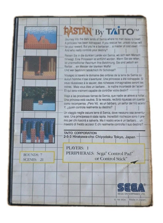 Rastan SEGA Master System PAL UK Boxed Grid Case Taito Arcade Classic Retro