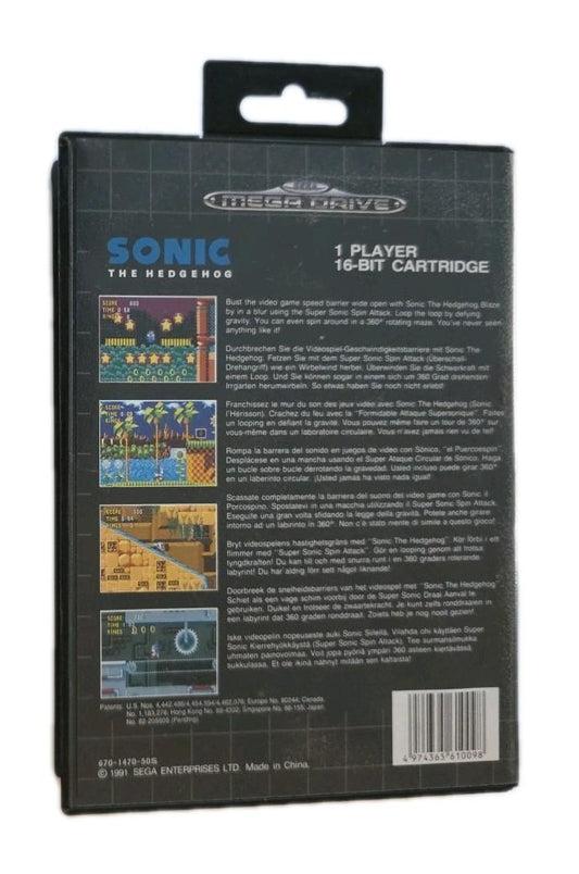 Sonic The Hedgehog Sega Mega Drive PAL UK Complete CIB Grid Case 1991 Classic