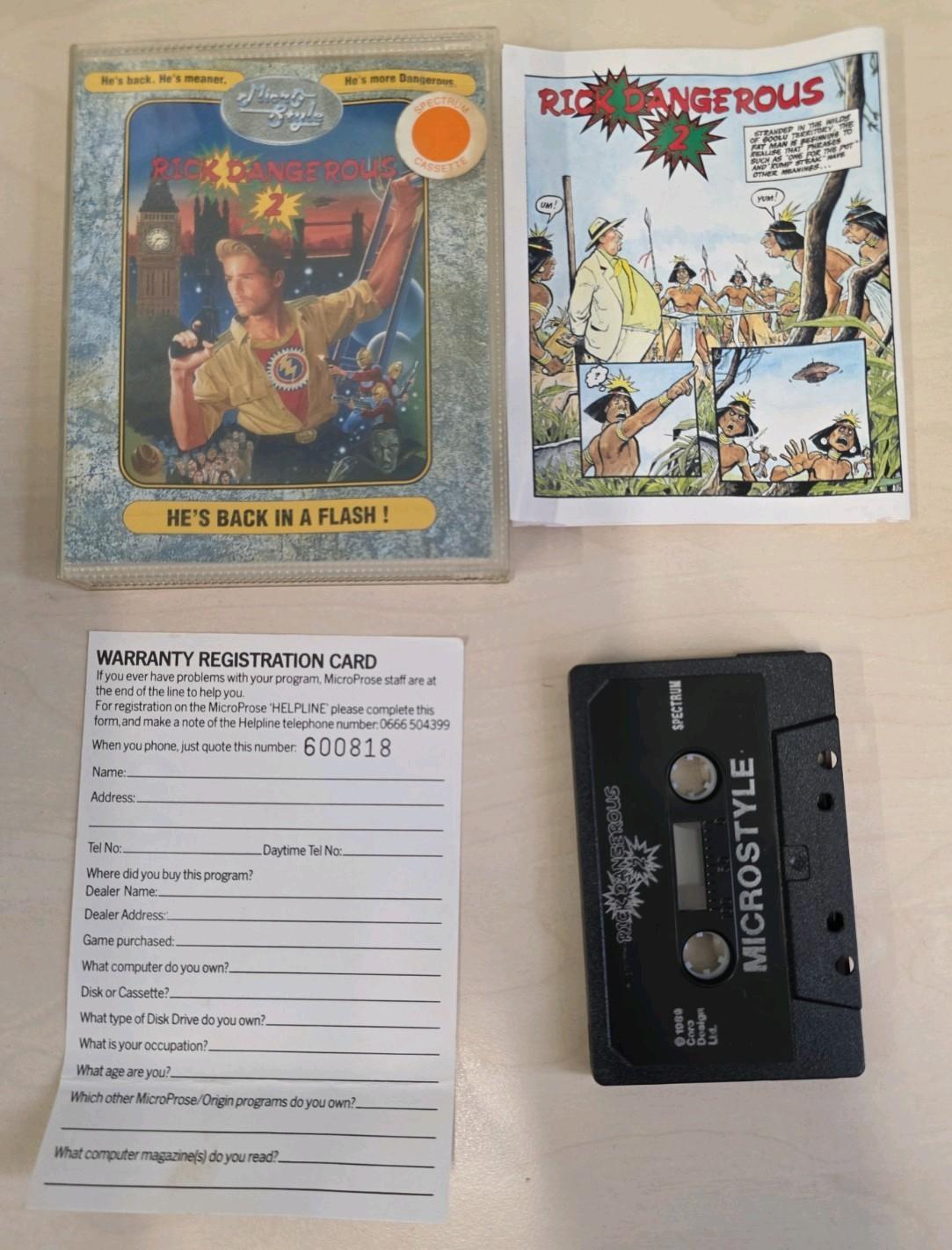 Rick Dangerous 2 ZX Spectrum Cassette Complete MicroStyle Tested