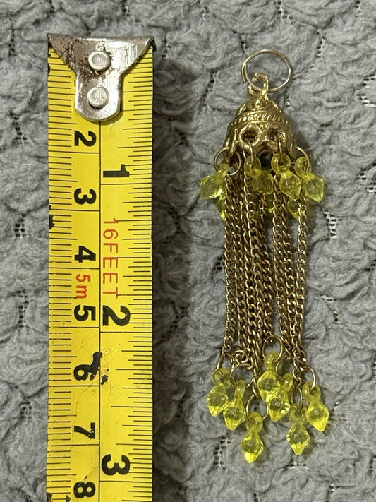 Gold & Yellow Dangle Pendant Statement Costume Jewellery