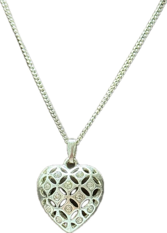 Silver Heart Pendant Necklace Costume Jewellery Elegant Accessory