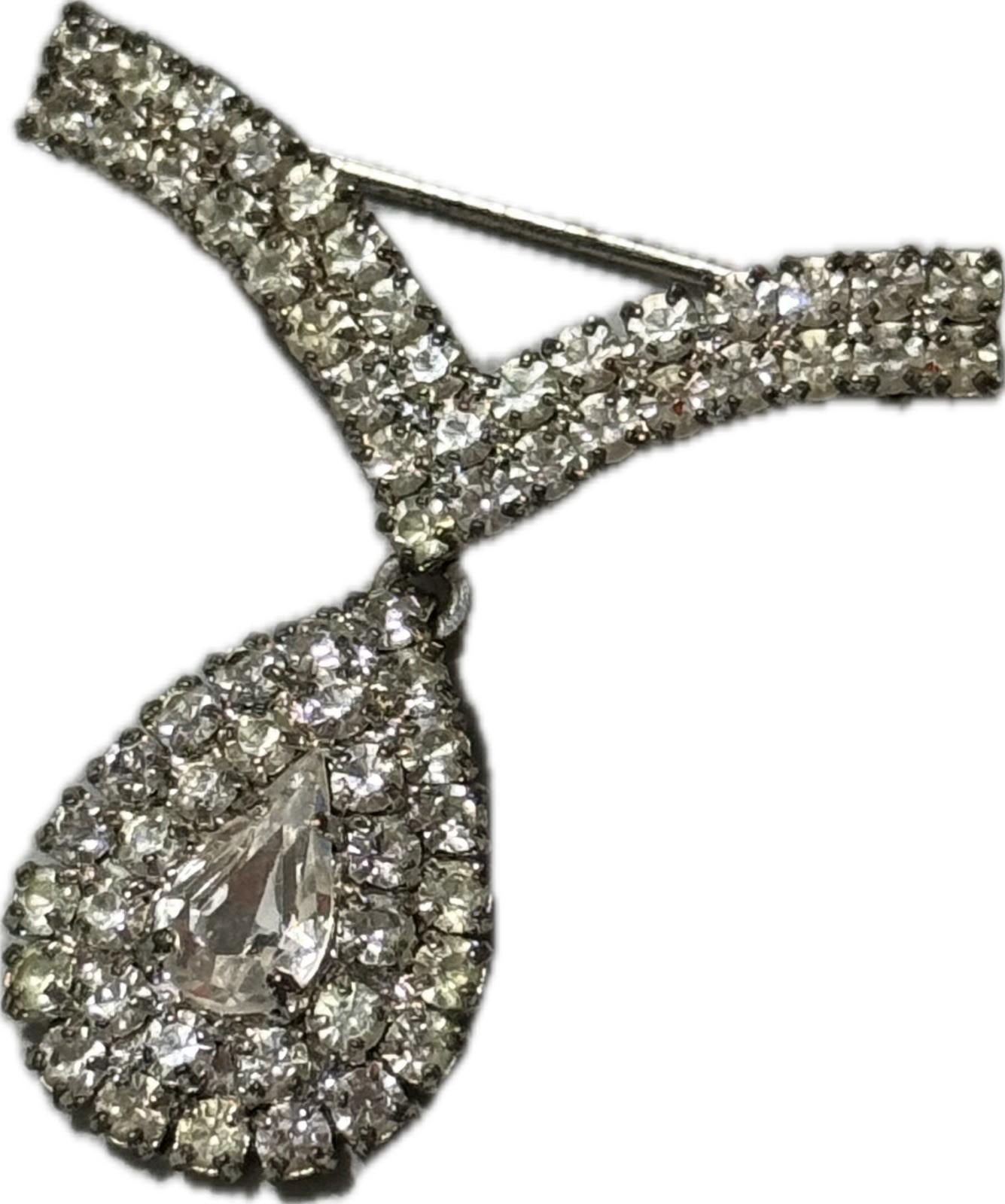 Silver Coloured Dangle Brooch Pin Costume Jewellery Elegant Accessory