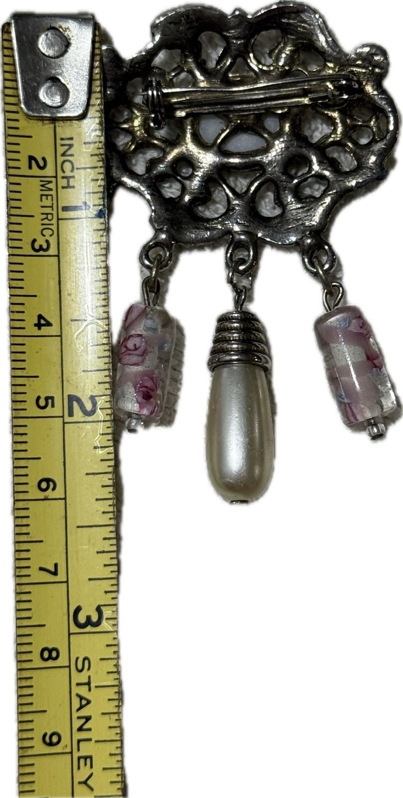 Multicoloured Dangle Brooch Pin Costume Jewellery