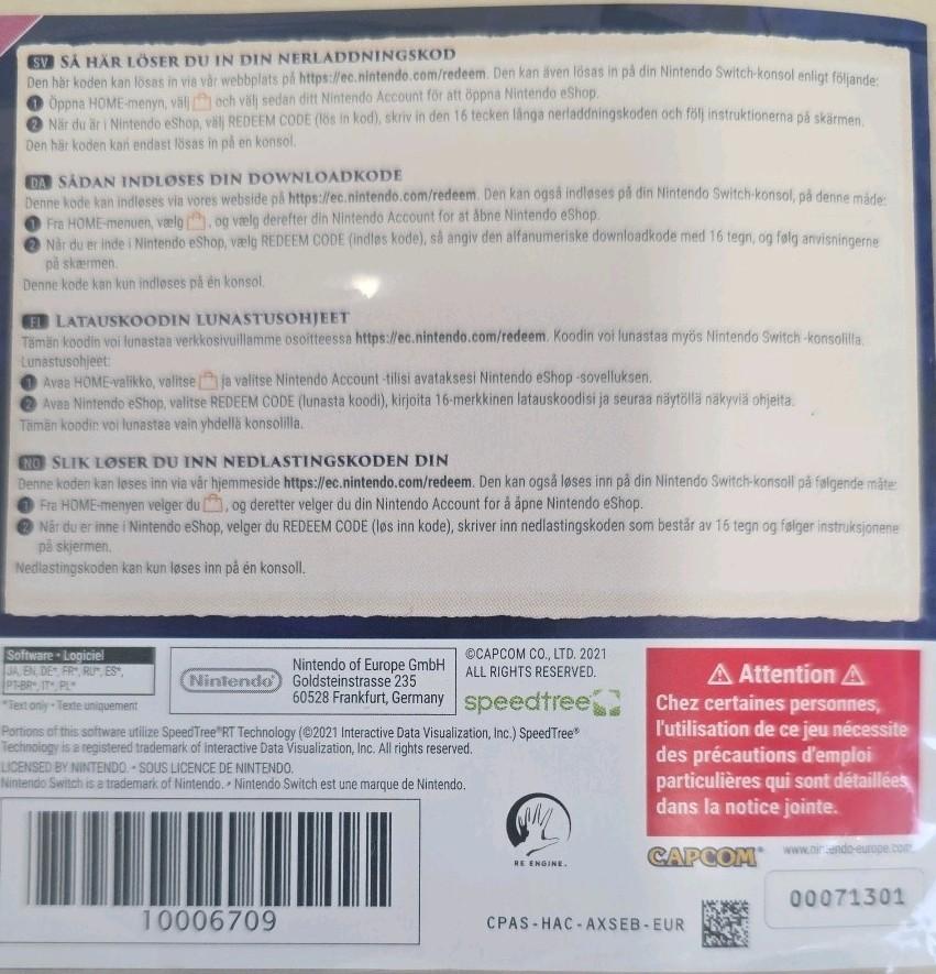 Monster Hunter Rise Deluxe Edition Nintendo Switch – Unused Card