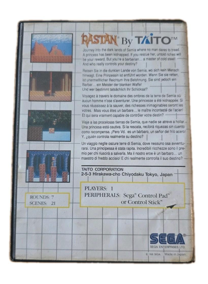 Rastan SEGA Master System PAL UK Boxed Grid Case Taito Arcade Classic Retro