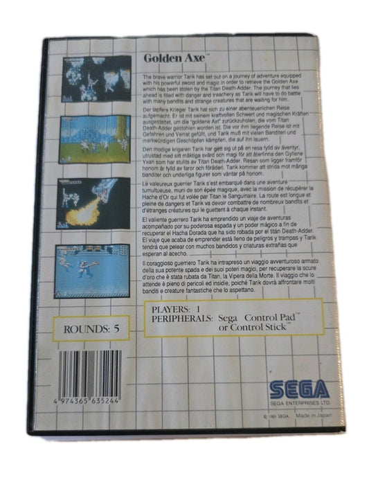 Golden Axe Sega Master System PAL White Grid Case Cartridge Tested Arcade