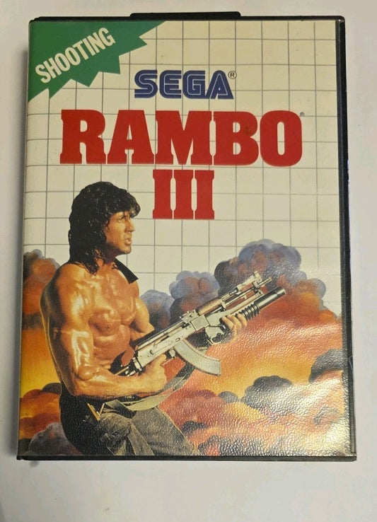 Rambo III Sega Master System PAL Complete CIB White Grid Manual Tested Shooter