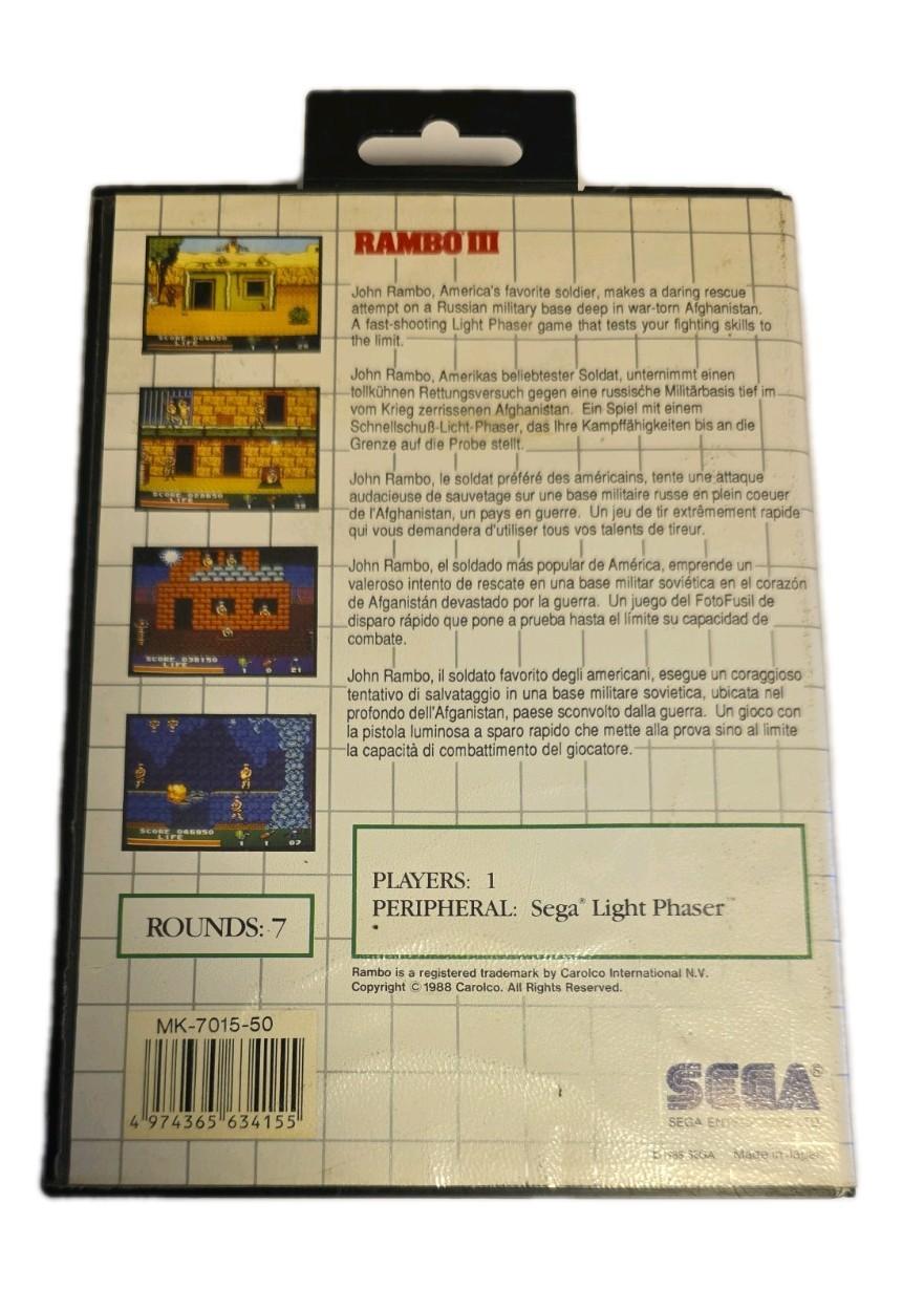 Rambo III Sega Master System PAL Complete CIB White Grid Manual Tested Shooter