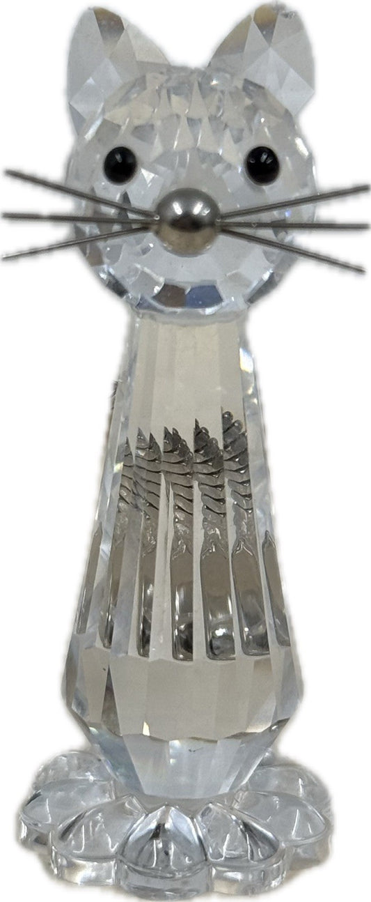 Swarovski Crystal Cat Mini Figurine Collectible Ornament Glass Animal