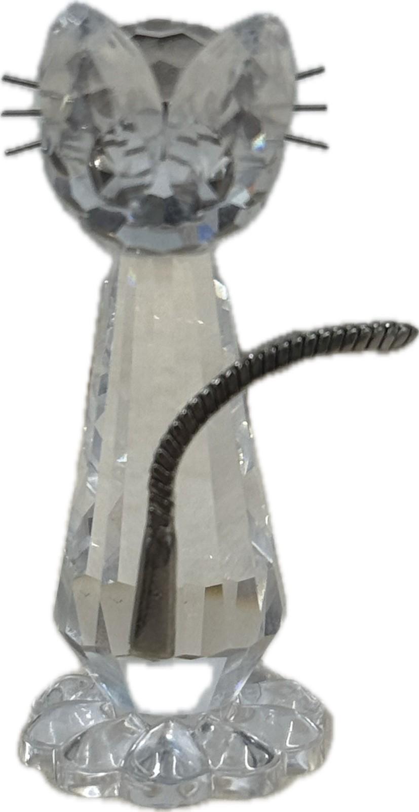 Swarovski Crystal Cat Mini Figurine Collectible Ornament Glass Animal