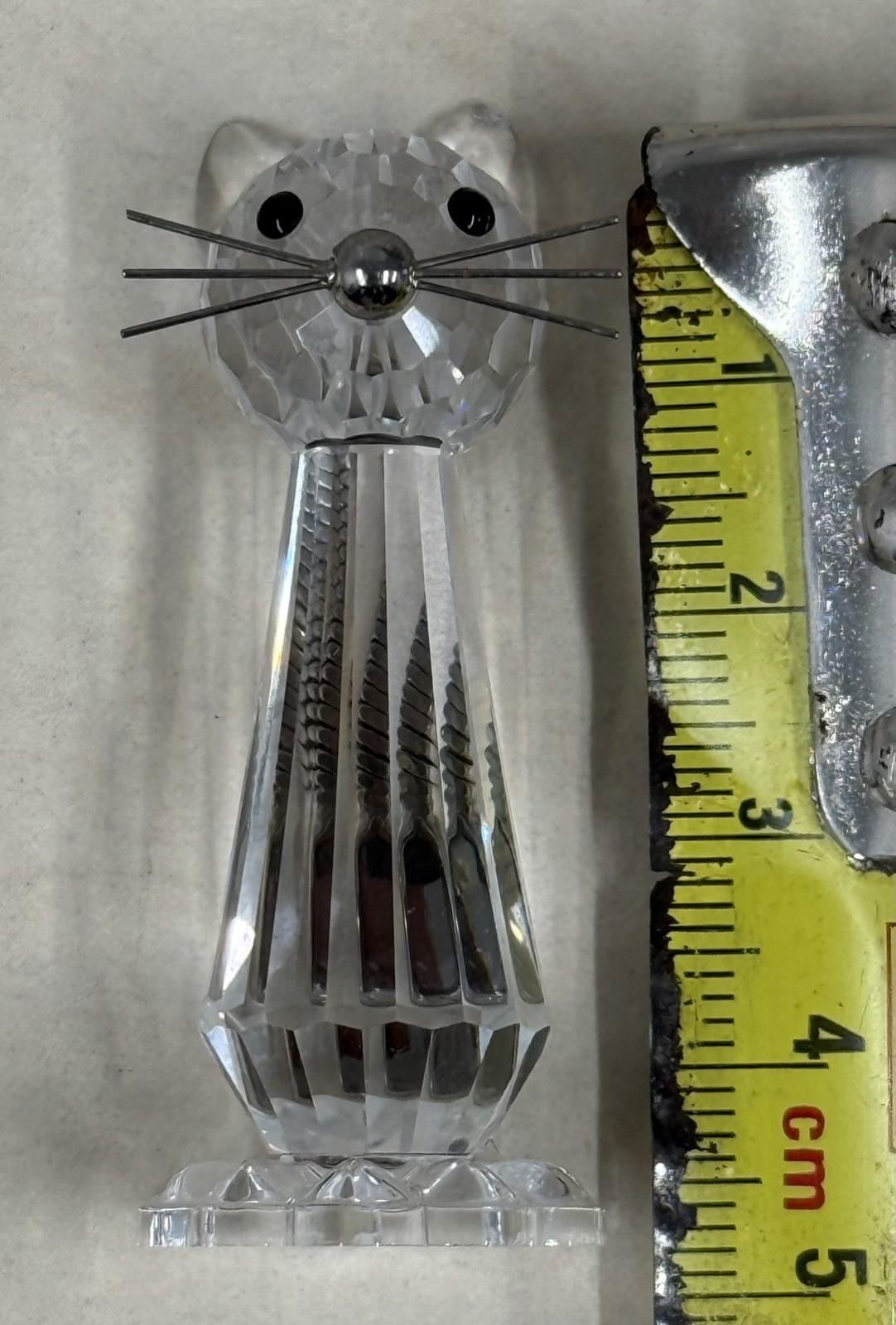 Swarovski Crystal Cat Mini Figurine Collectible Ornament Glass Animal