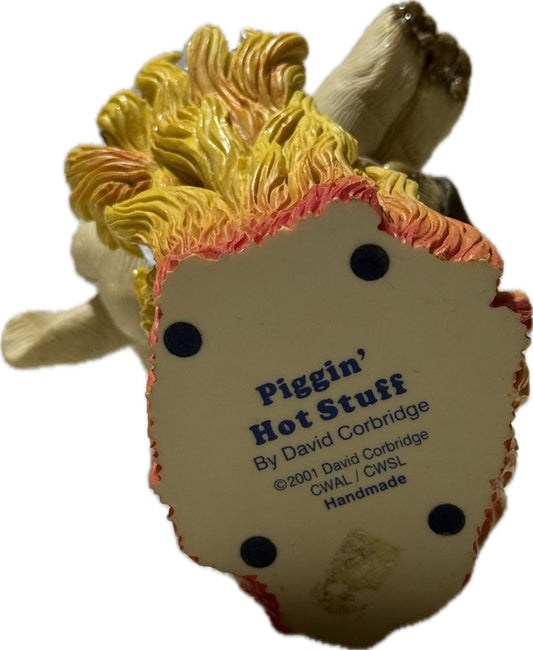 Piggin Hot Stuff 2001 David Corbridge Handmade Ceramic Pig Figurine Spicy
