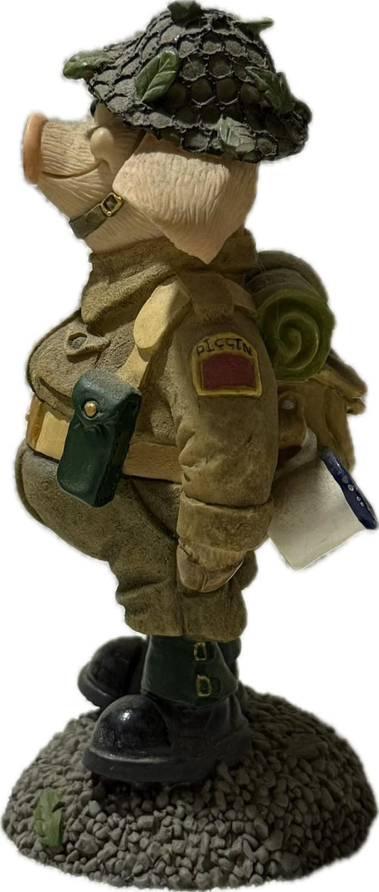 Piggin A-tten-tion 2003 David Corbridge Handmade Ceramic Pig Figurine Military