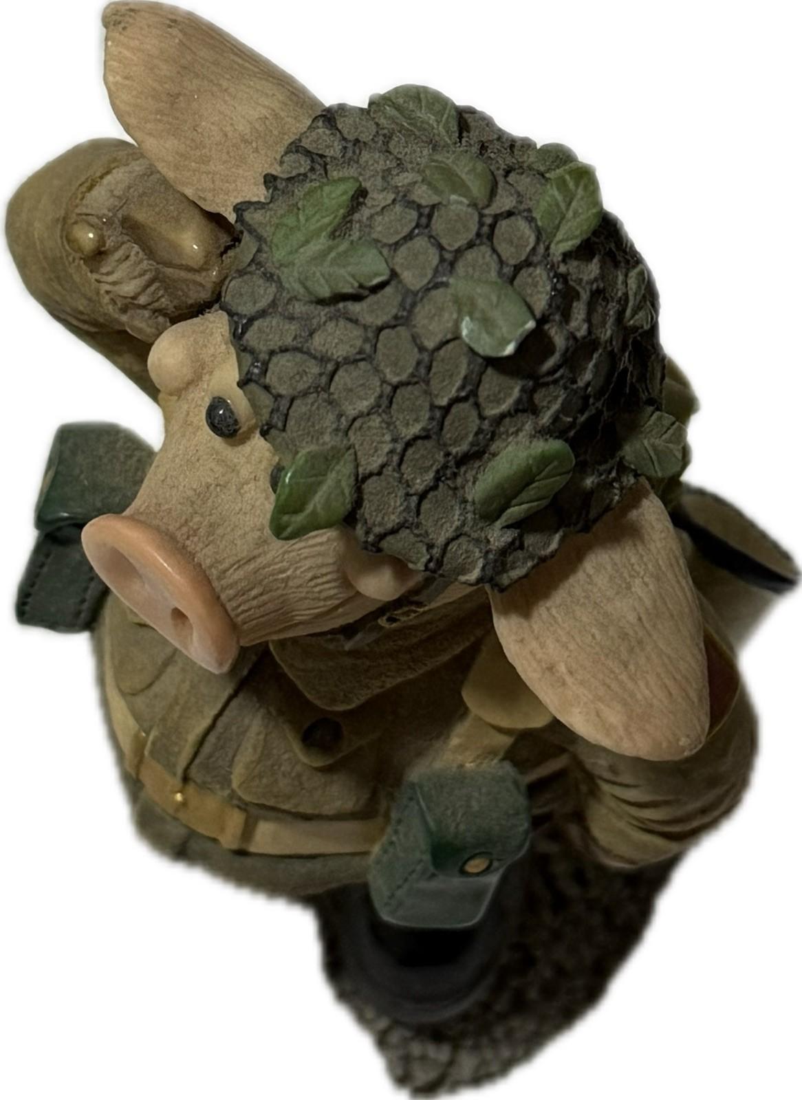 Piggin A-tten-tion 2003 David Corbridge Handmade Ceramic Pig Figurine Military