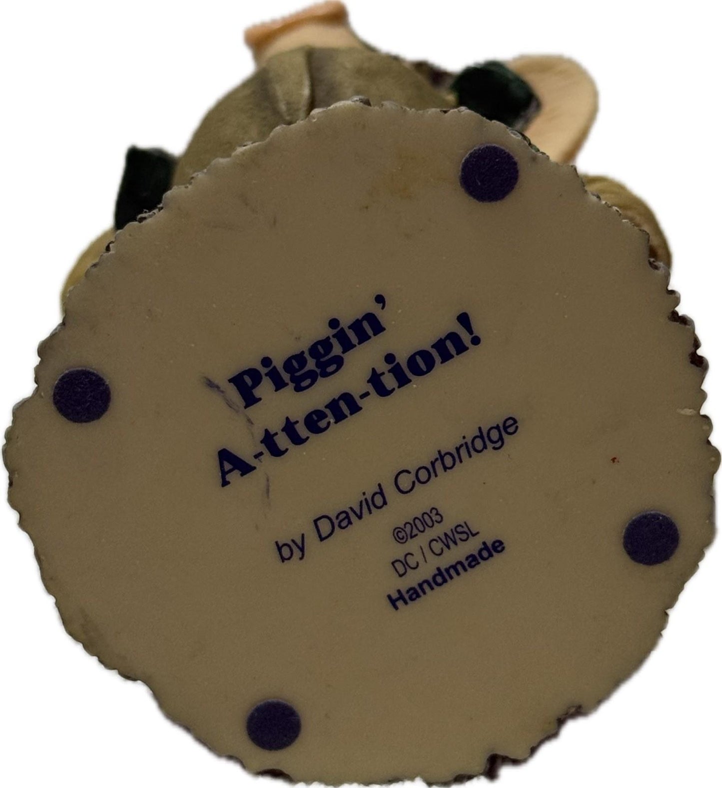 Piggin A-tten-tion 2003 David Corbridge Handmade Ceramic Pig Figurine Military