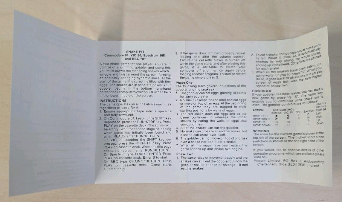 Snake Pit ZX Spectrum 48K 1986 Boxed Tested VGC Complete Retro Game