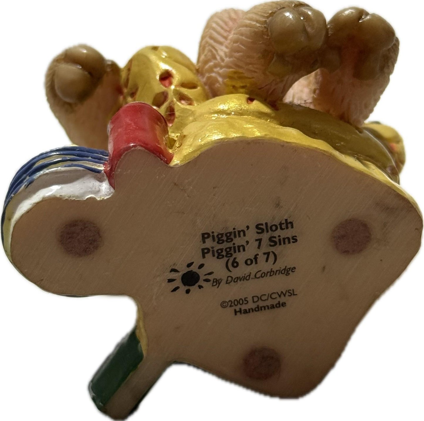 Piggin Sloth 7 Sins 6 of 7 2005 David Corbridge Handmade Ceramic Figurine