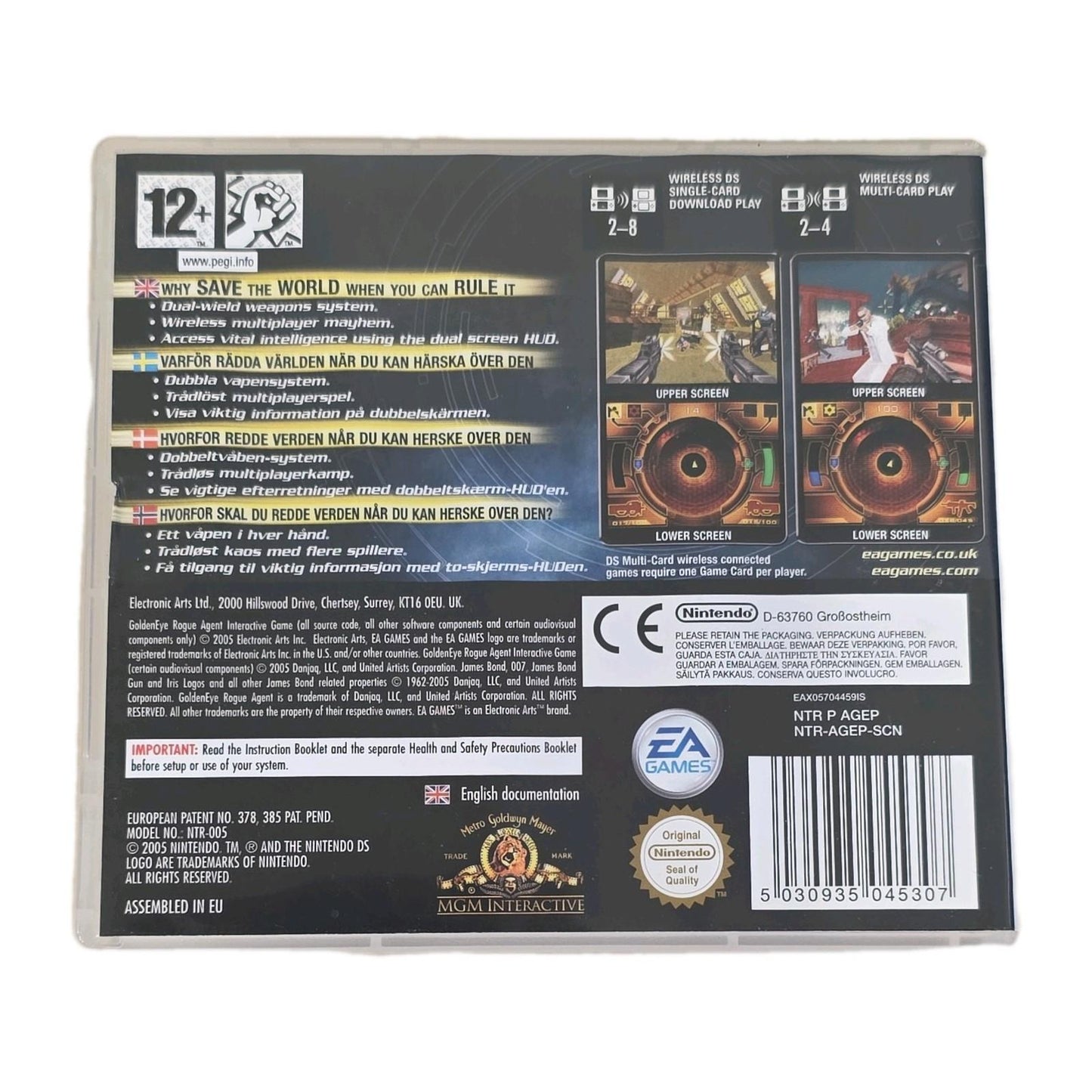 Nintendo DS GoldenEye 007 Rogue Agent Game NTR-AGEP With Instruction Booklet