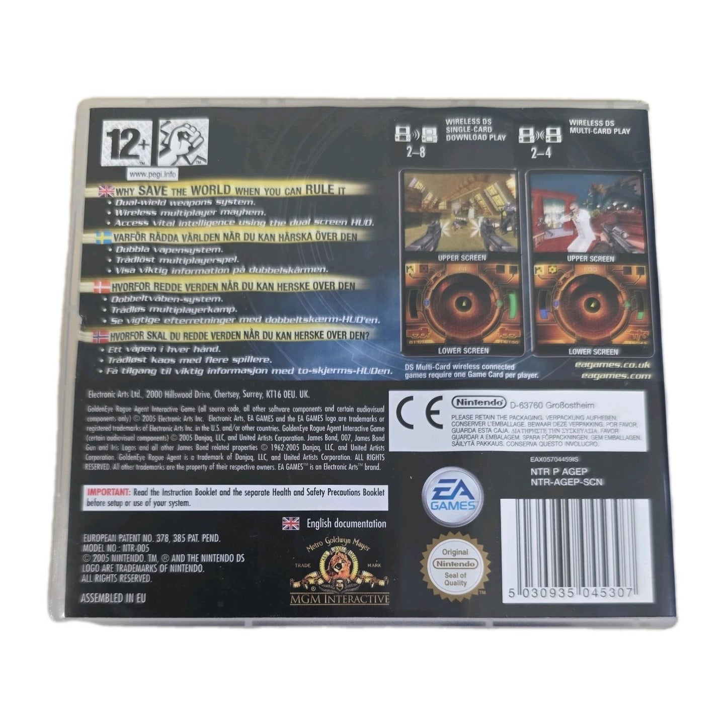 Nintendo DS GoldenEye 007 Rogue Agent Game NTR-AGEP With Instruction Booklet