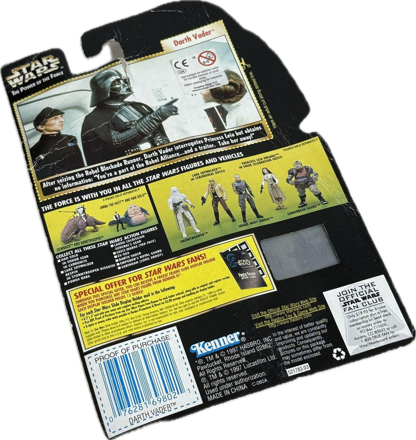 Star Wars POTF Darth Vader Freeze Frame 1997 Kenner MOC Figure