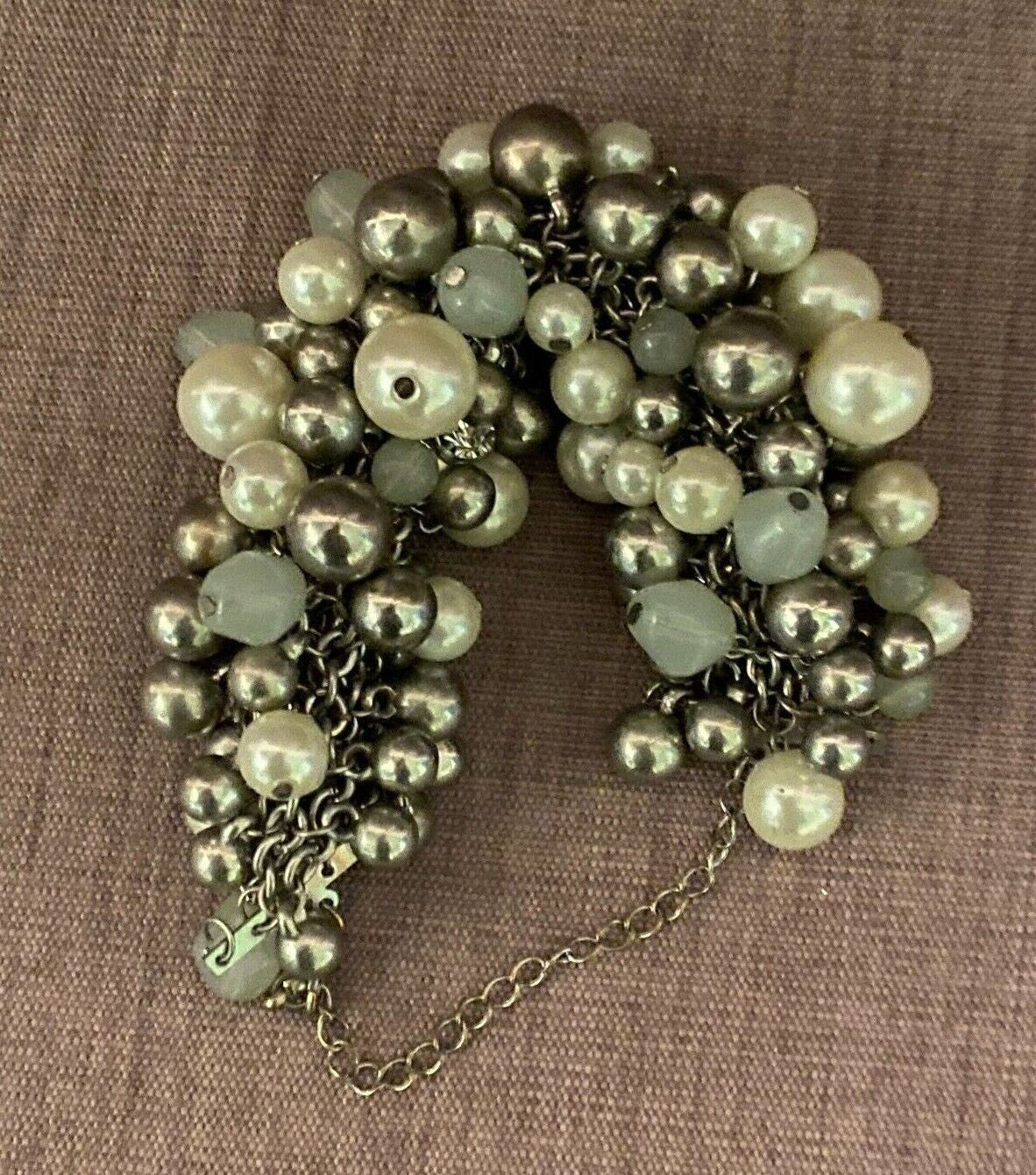 Silver & White Bead Bracelet Elegant Costume Jewellery