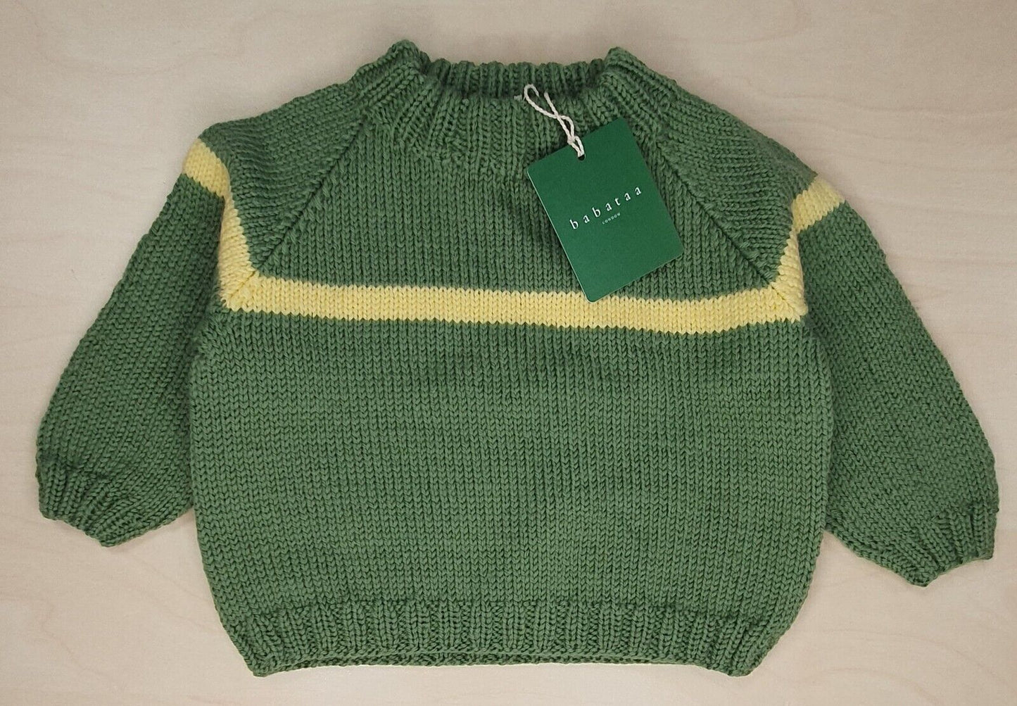 Baby Sweater Green/Yellow Designer Baby Clothing Fantastic Quality Merino Wool