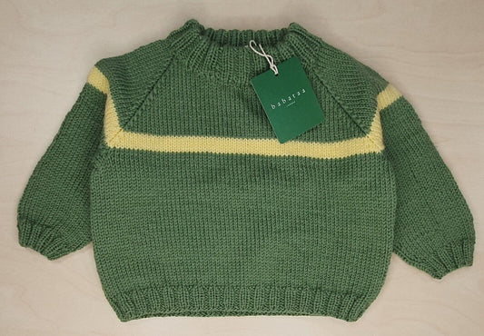 Baby Sweater Green/Yellow Designer Baby Clothing Fantastic Quality Merino Wool
