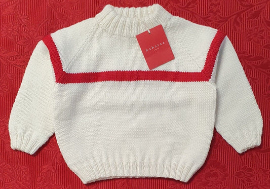 Baby Sweater White/Red Designer Baby Clothing Fantastic Quality Merino Wool