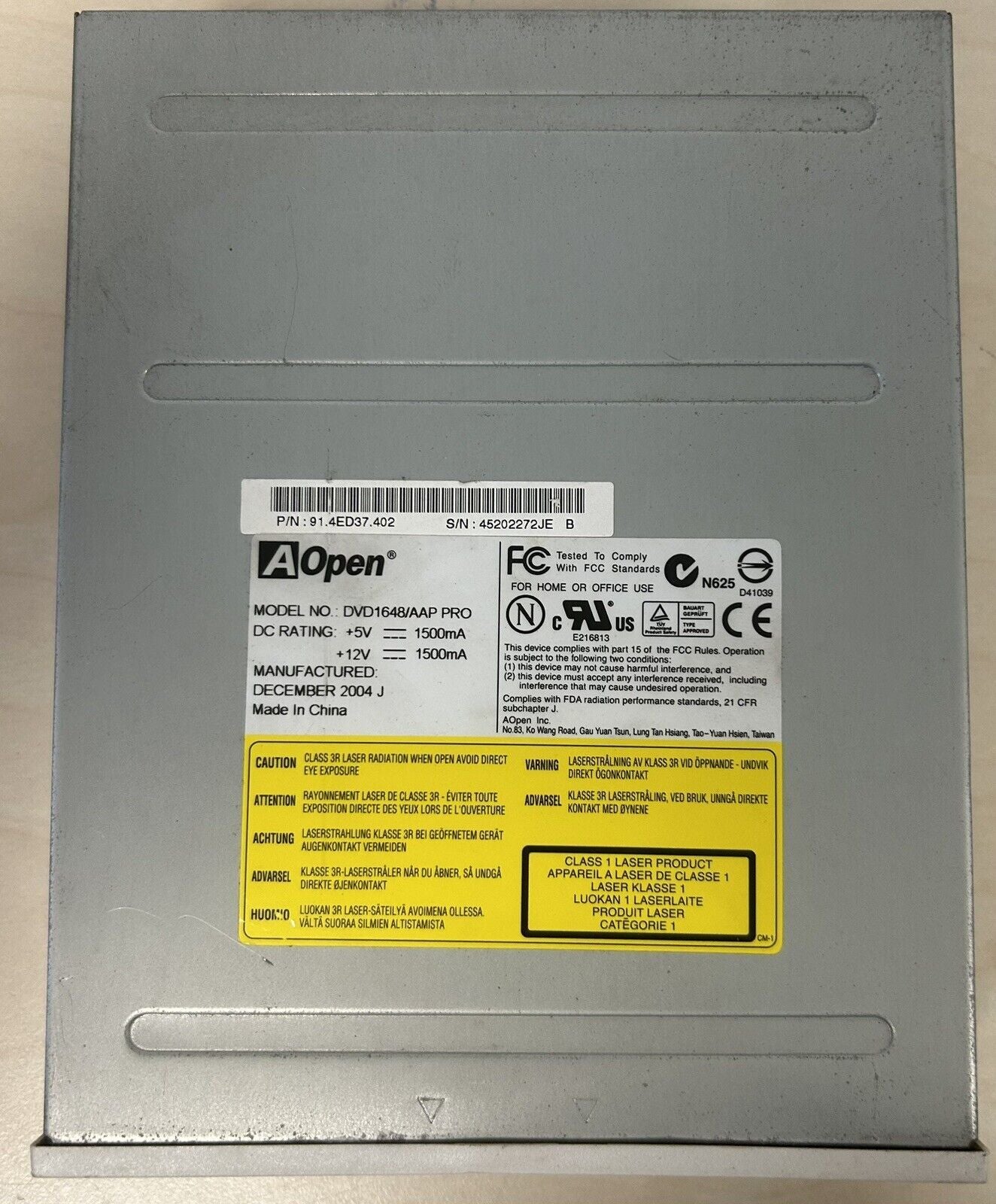 AOPEN  DVD-1648/AAP PRO CD/DVD-ROM DRIVE