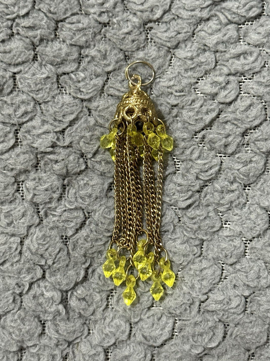 Gold & Yellow Dangle Pendant Statement Costume Jewellery