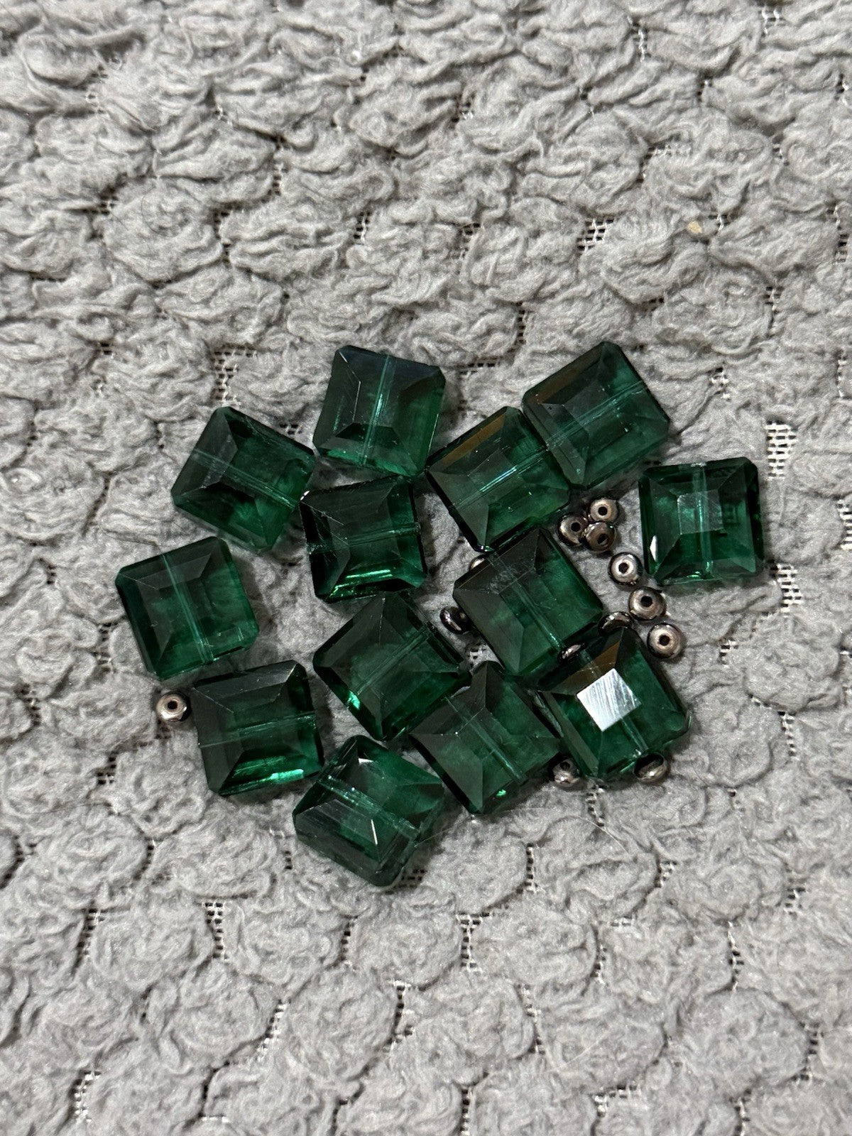 Green & Silver Beads Perfect For Jewellery Making