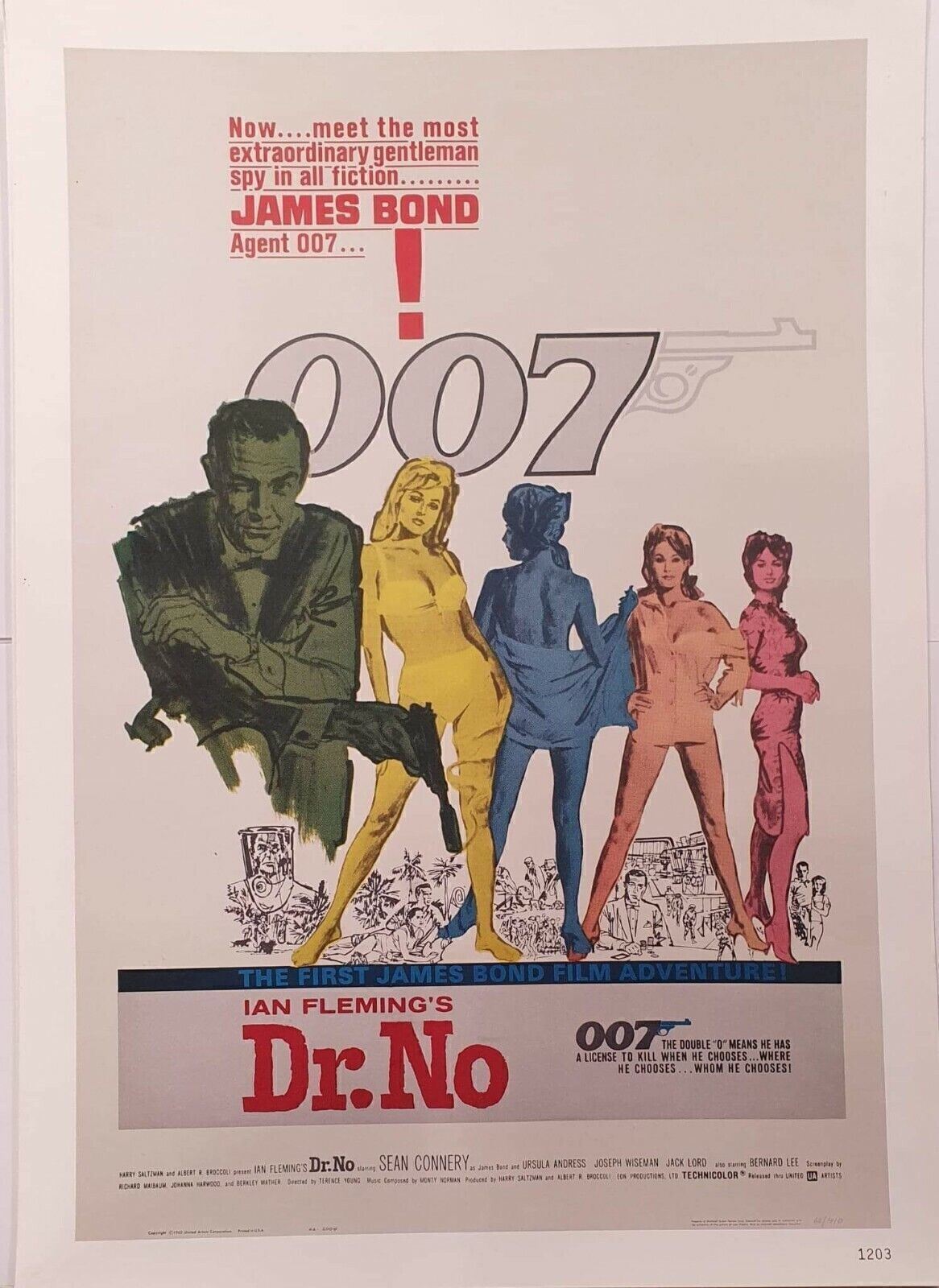 James Bond 007 Dr No Vintage Poster A2 Size 1962 Film Memorabilia