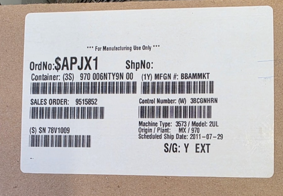 IBM 3573-L2U TS3100 2U Tape Library 24-Slot Data Storage Backup