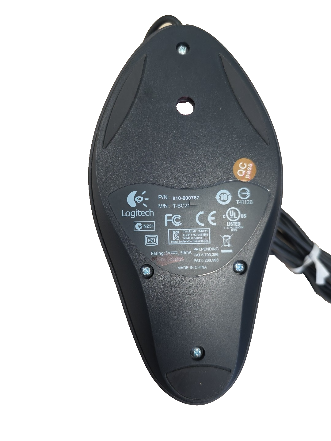 Logitech T-BC21 Trackman Marble Trackball Mouse USB Optical 4-Button