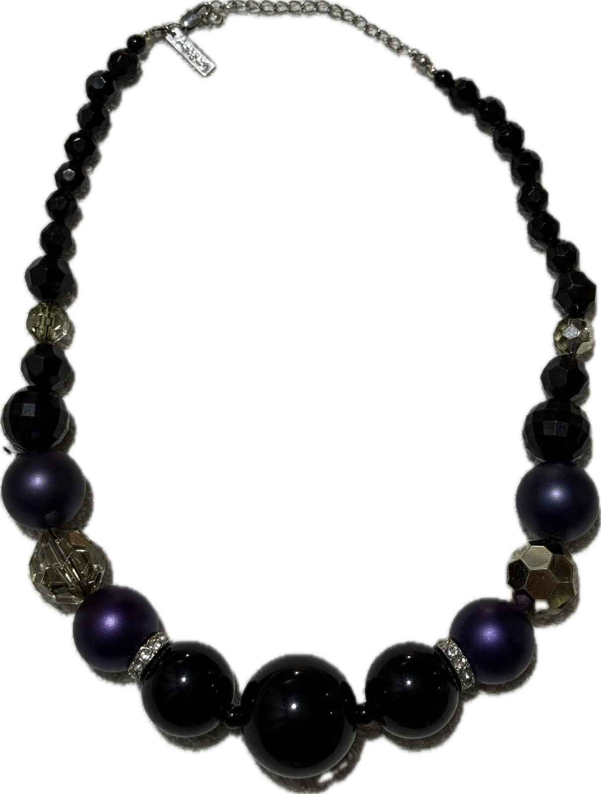 Blue & Silver Chain Necklace Elegant Costume Jewellery