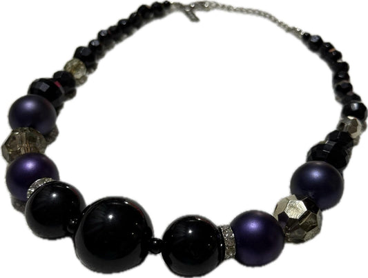 Blue & Silver Chain Necklace Elegant Costume Jewellery