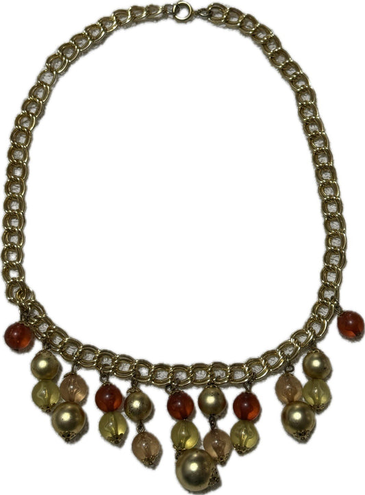 Multicoloured Beaded Chain Necklace Statement Costume Jewellery