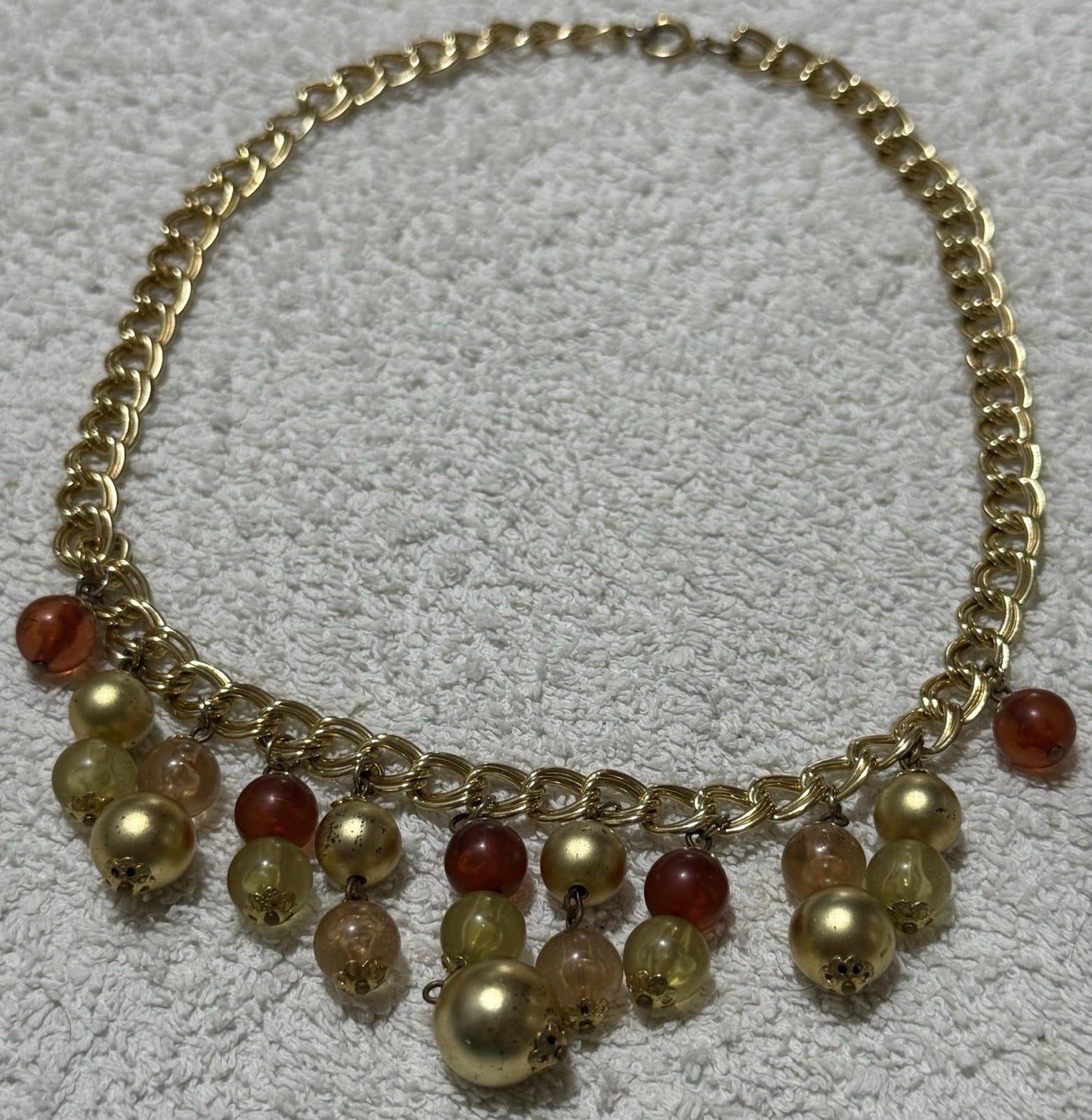 Multicoloured Beaded Chain Necklace Statement Costume Jewellery