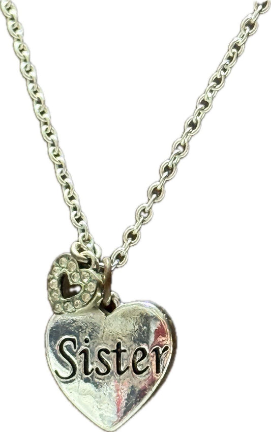 Silver 'Sister' Heart Pendant Necklace Sentimental Gift