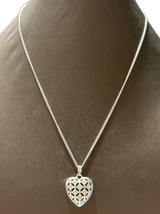 Silver Heart Pendant Necklace Costume Jewellery Elegant Accessory