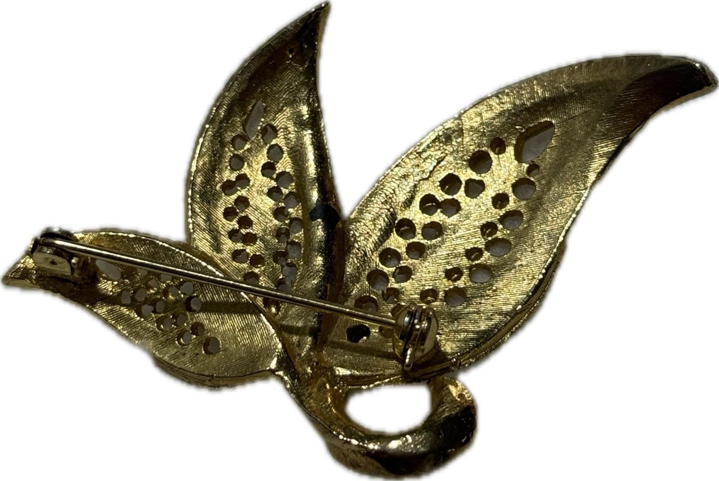 Gold Leaf Brooch Pin Costume Jewellery Elegant Accessory
