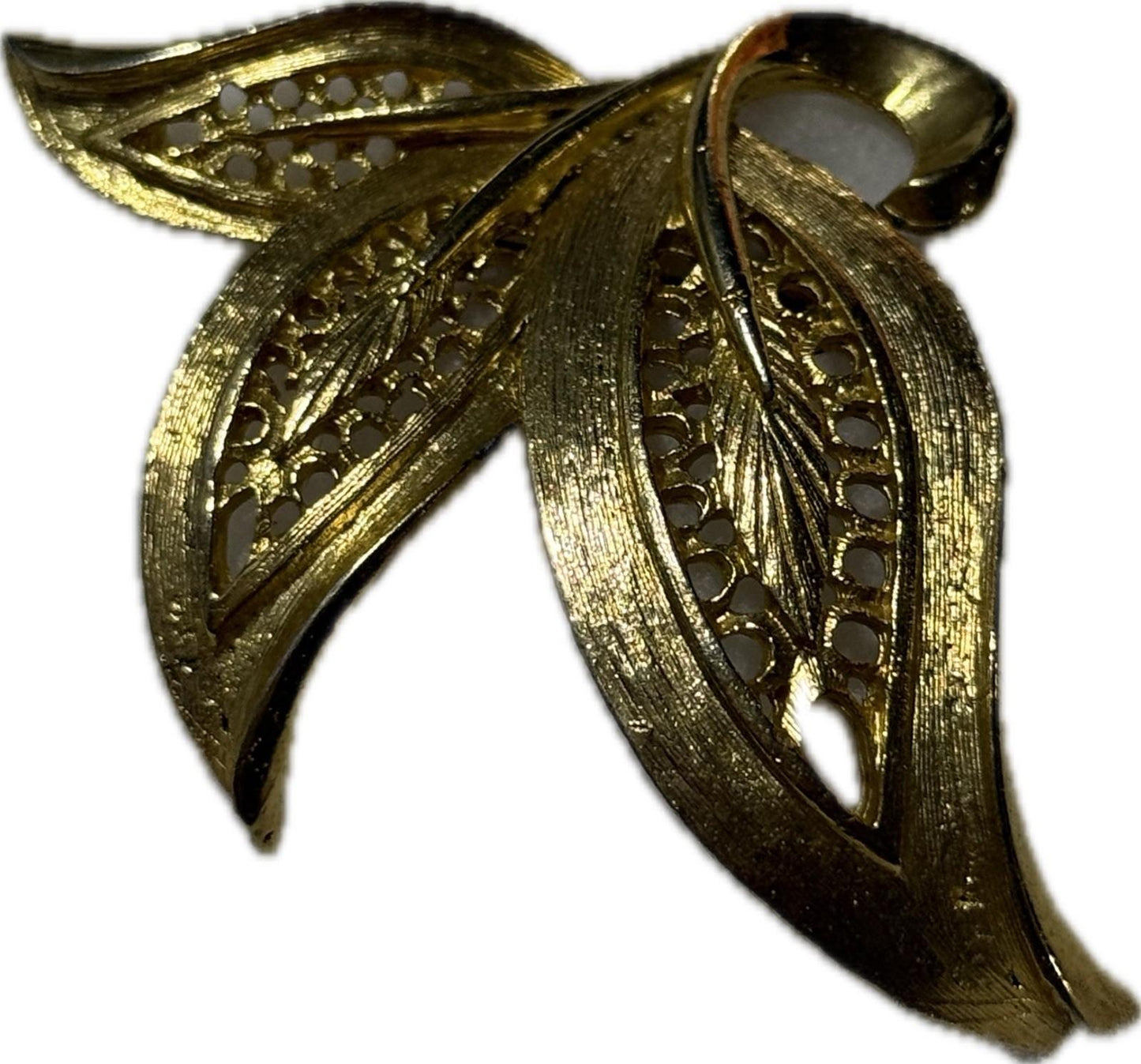 Gold Leaf Brooch Pin Costume Jewellery Elegant Accessory