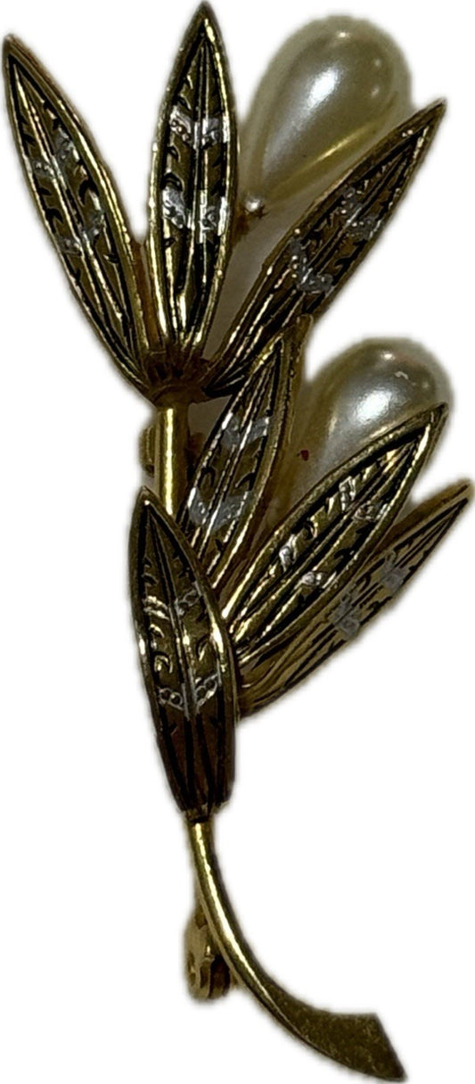 Gold Silver Floral Brooch Pin Costume Jewellery Elegant Accessory