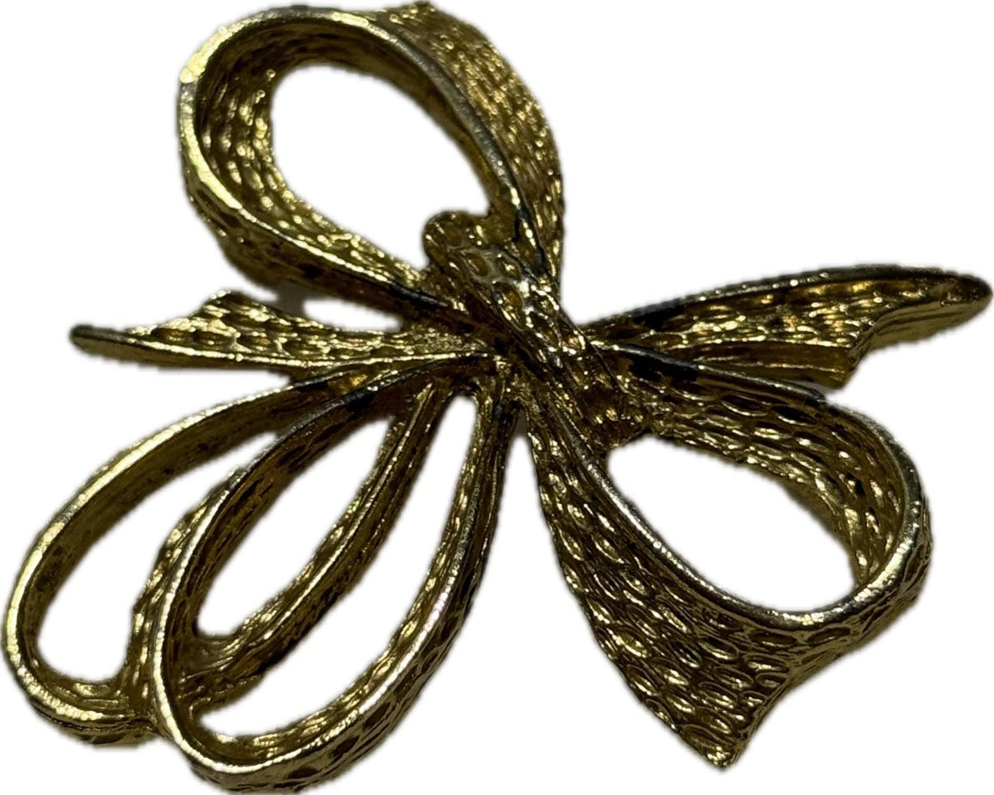 Gold Bow Brooch Pin Costume Jewellery Elegant Accessory