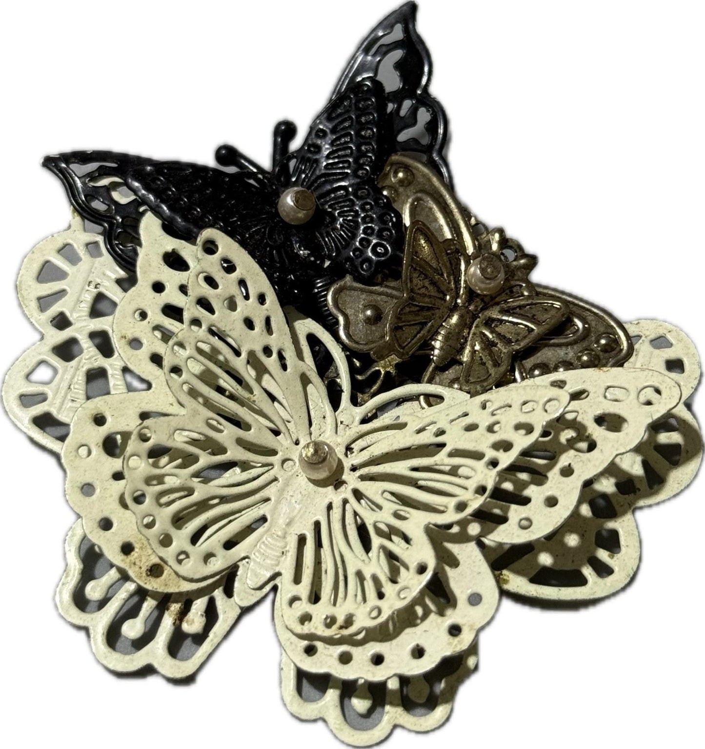Butterfly Shaped Brooch Pin Multicoloured Costume Jewellery Unfinished