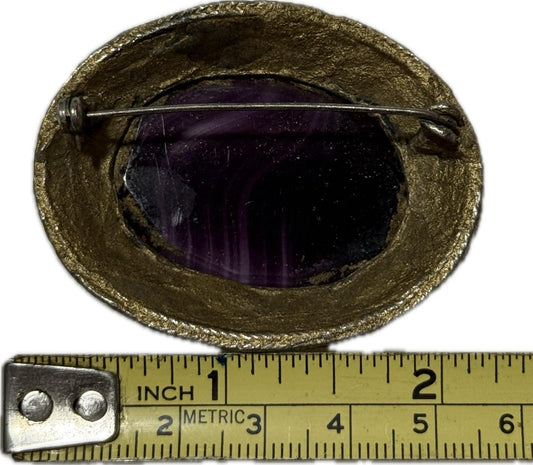 Purple Gold Brooch Pin Costume Jewellery Elegant Accessory