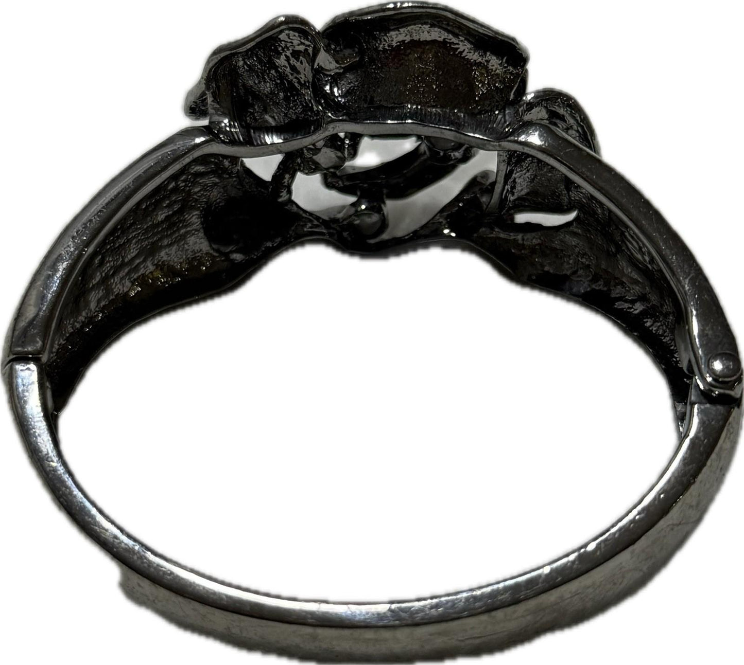 Dark Silver Floral Bangle Bracelet Costume Jewellery