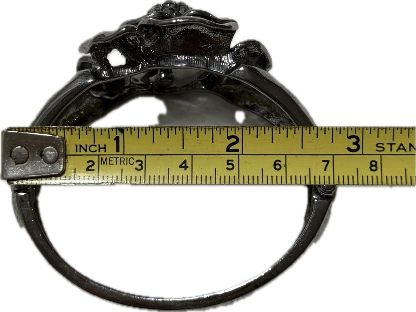 Dark Silver Floral Bangle Bracelet Costume Jewellery