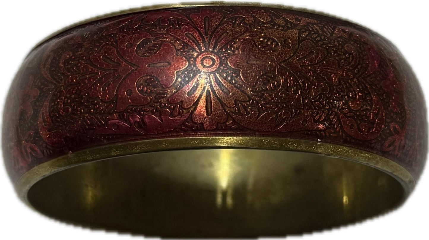 Red Gold Patterned Bangle Bracelet Costume Jewellery