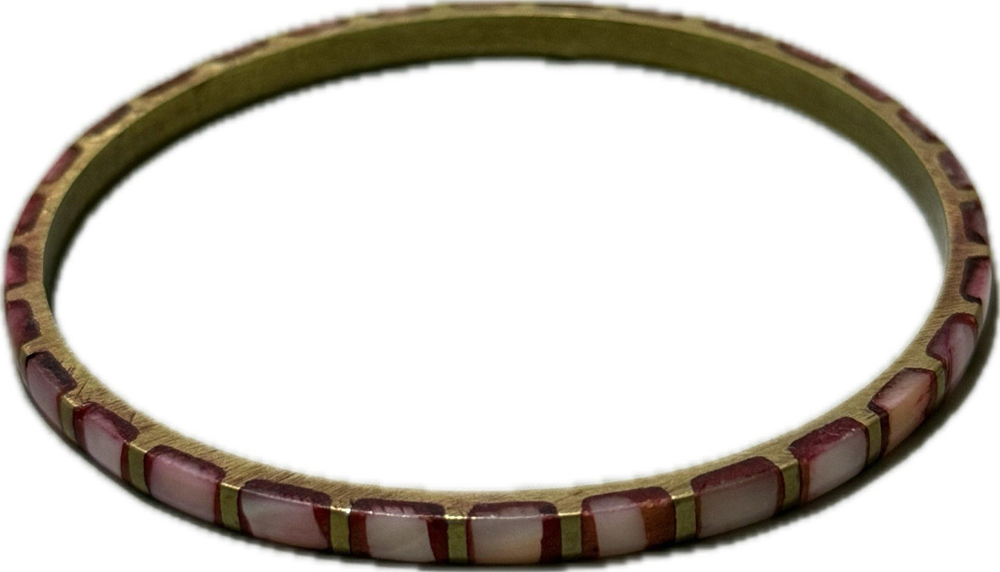 Pink Gold Red Bangle Bracelet Patterned Costume Jewellery